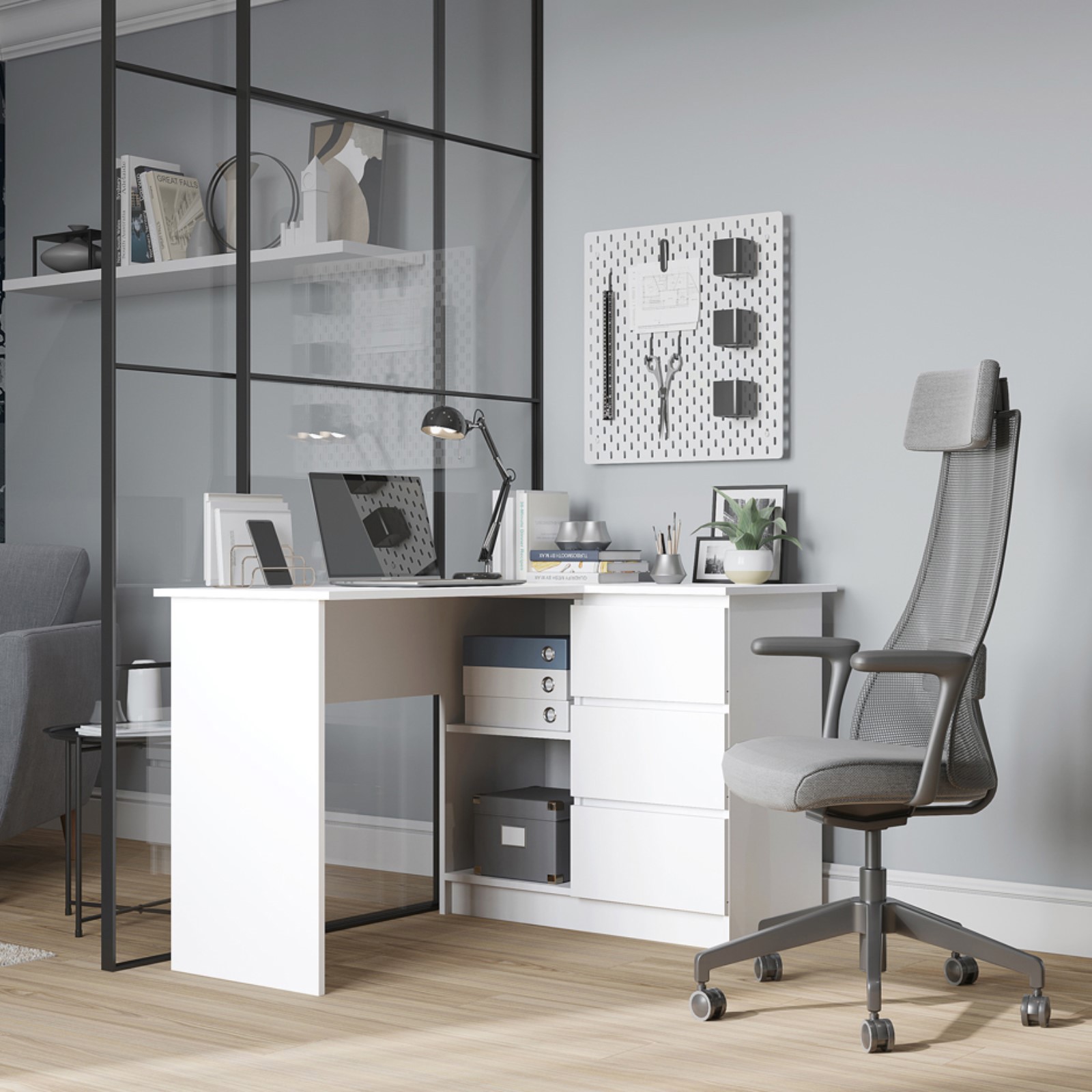 Изображение товара Компьютерный стол ДСВ мебель 9188723 124.4x77x85 см ЛДСП цвет белый