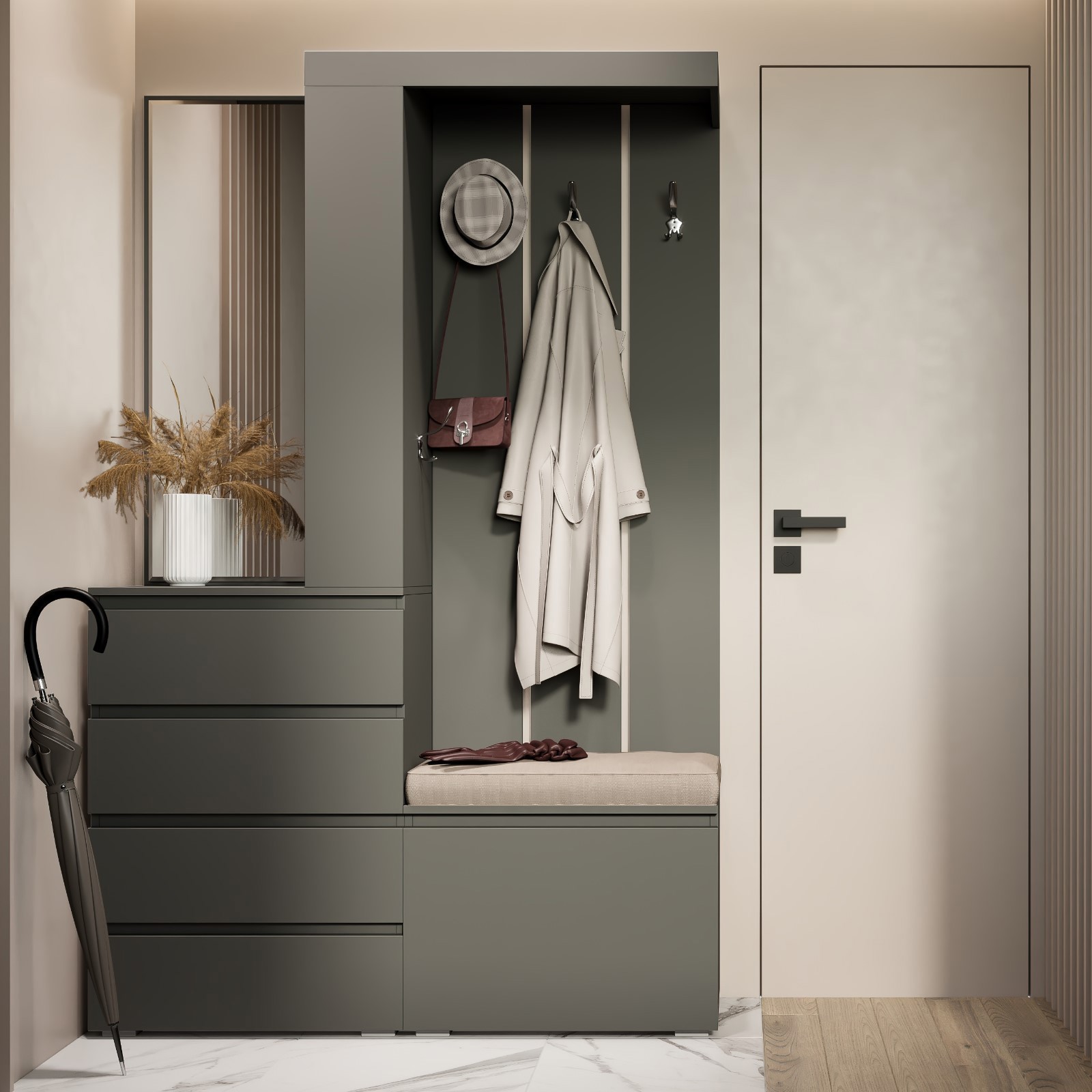 Изображение товара Шкаф для обуви Клик мебель 126x198x35 см графит из ЛДСП прихожая