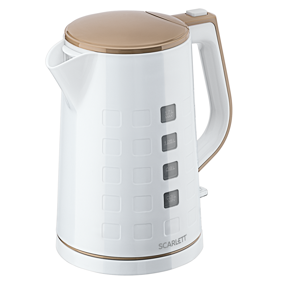 Изображение товара Электрический чайник Scarlett SC-EK18P58 1.7л белый с бежевым автоматическое отключение