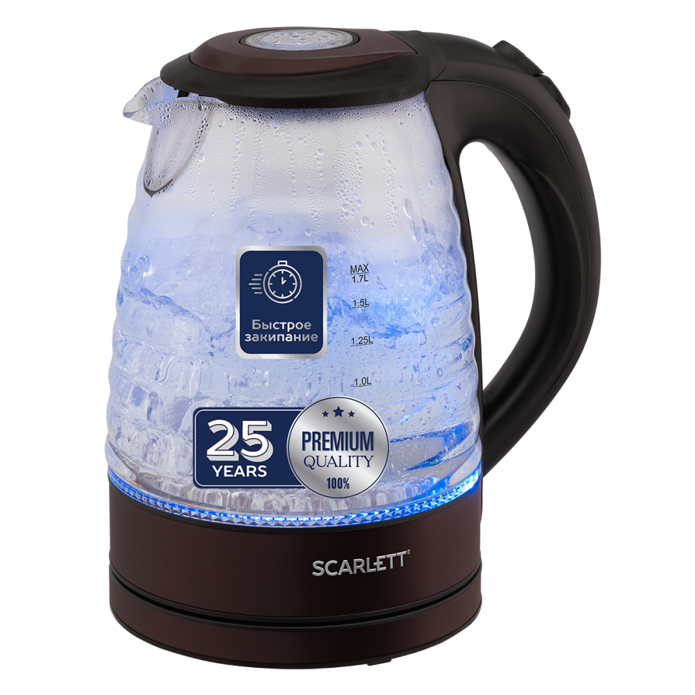 Изображение товара Электрический чайник Scarlett SC-EK27G97 CHOC со стеклянным корпусом 1.7л безопасная система