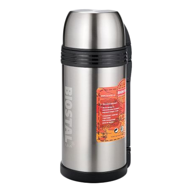 Изображение товара Термос Biostal Спорт NGP-1500Р 1500 мл из нержавеющей стали с пробкой и крышкой-чашкой