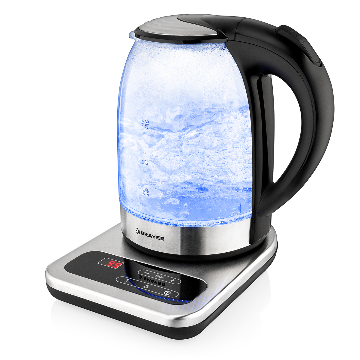 Изображение товара Электрический чайник BRAYER BR1003 с регулировкой температуры 2200 Вт стекло Черный