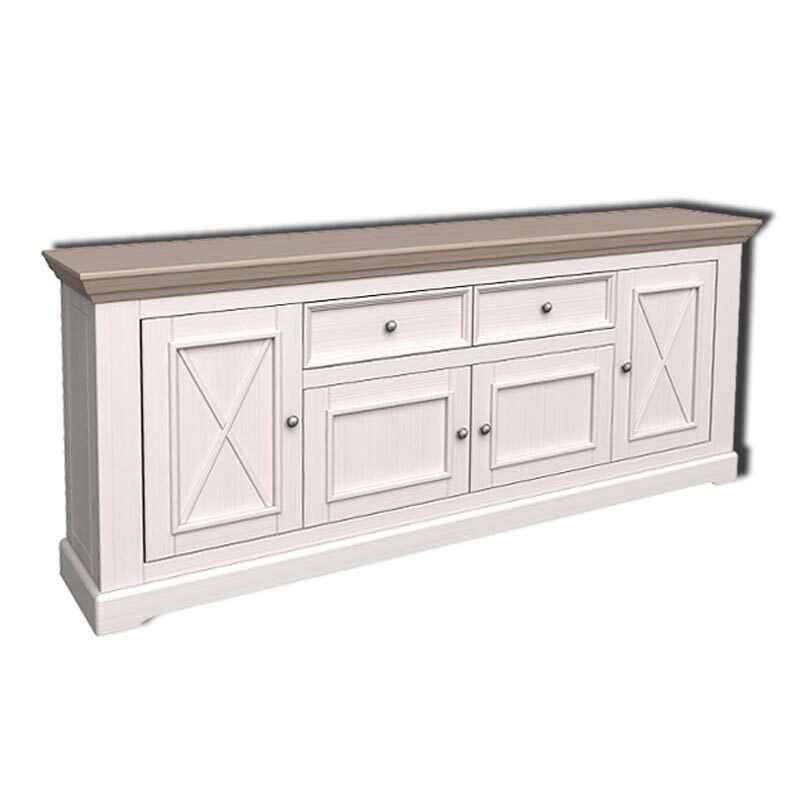 Изображение товара Комод Дом мебели Форест 2 ящика 209x42x88.1 см массив сосны белый серый стиль скандинавский