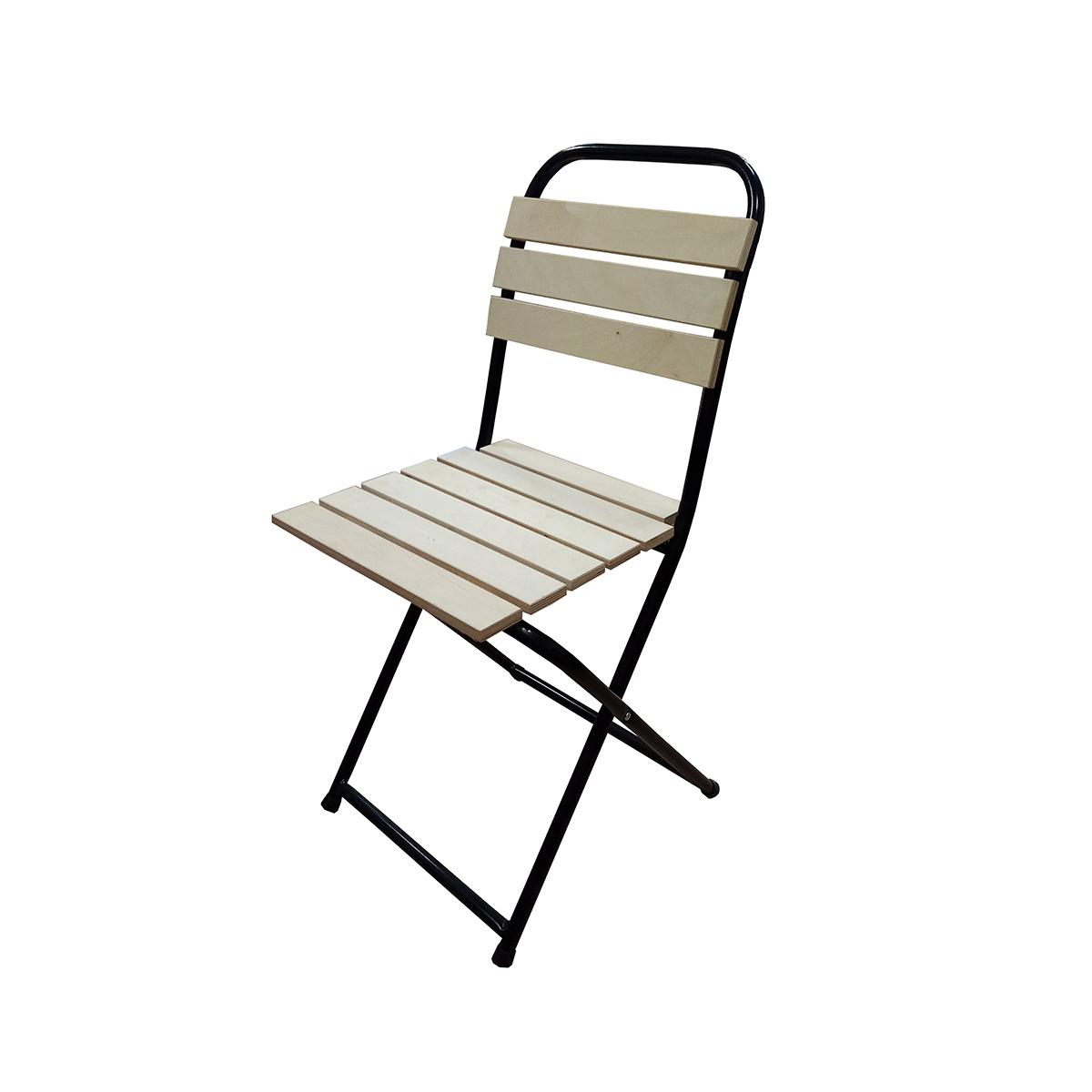 Изображение товара Стул садовый складной New Victoria Престиж 40 см черный металл коричневый сиденья