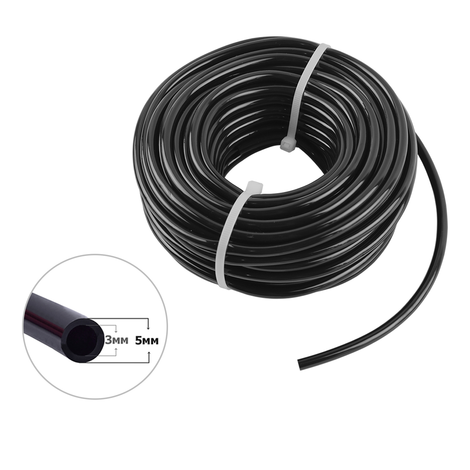 Изображение товара Микротрубка Поливнадаче ПВХ 3/5 мм 1/8" для подключения внешних капельниц 20м