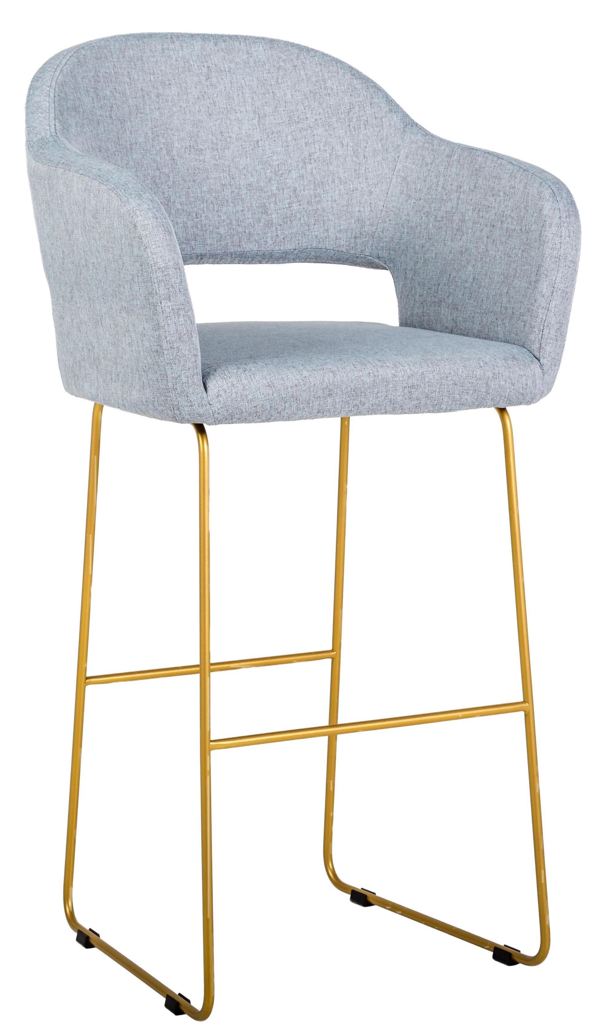 Изображение товара Полубарный стул R-home Oscar 97x59x60 см рогожка цвет серый/золотой