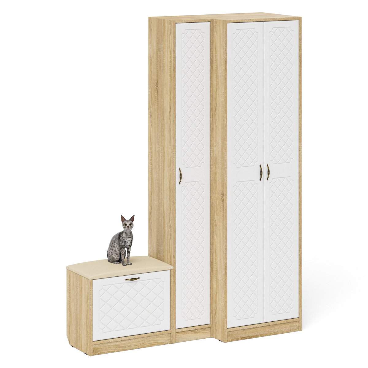 Изображение товара Шкаф распашной Мебельный двор Ромб 150x210x50 см белый дуб сонома ЛДСП современный дизайн