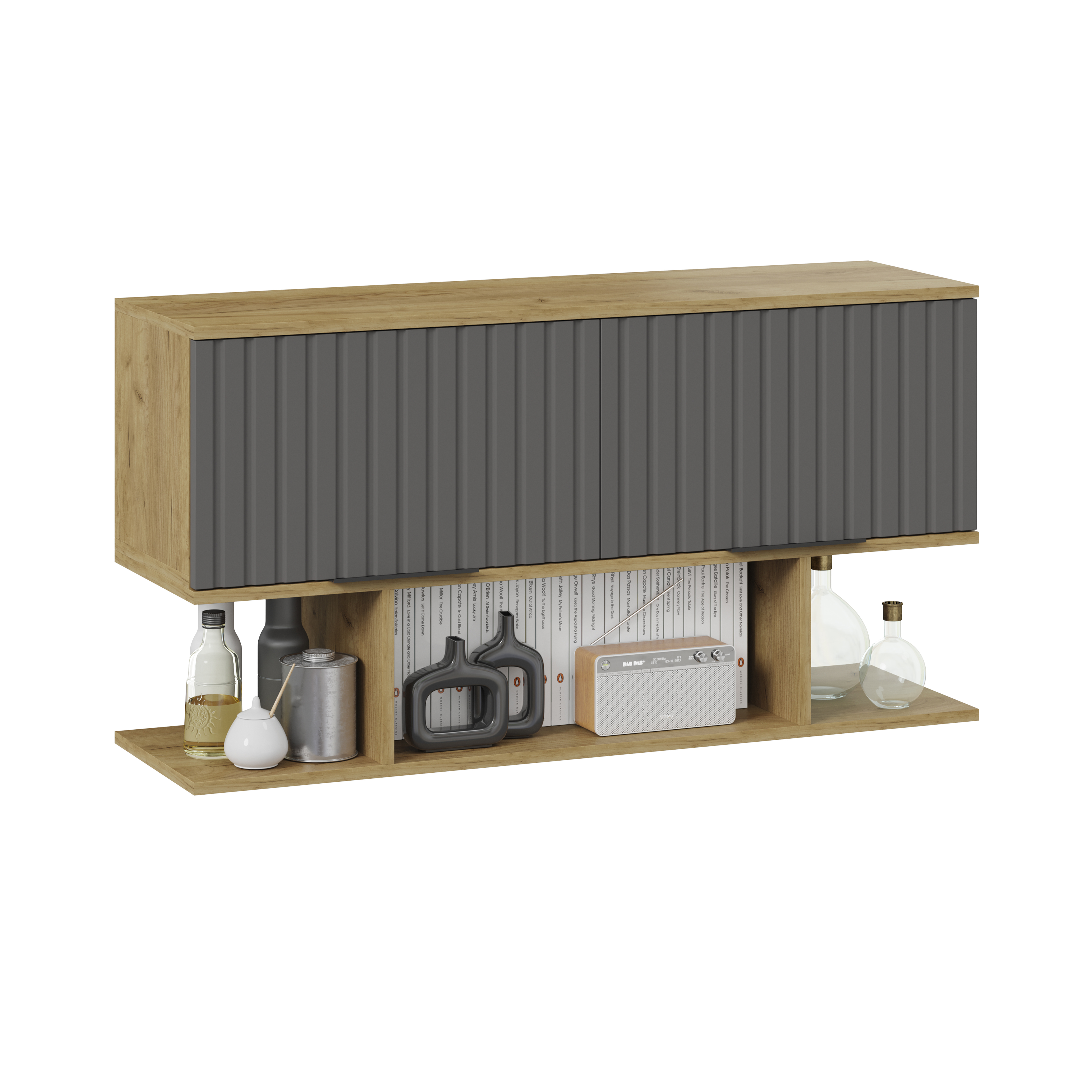 Изображение товара Шкаф распашной Трия 110x58x32 см ЛДСП цвет дуб крафт золотой/графит матовый