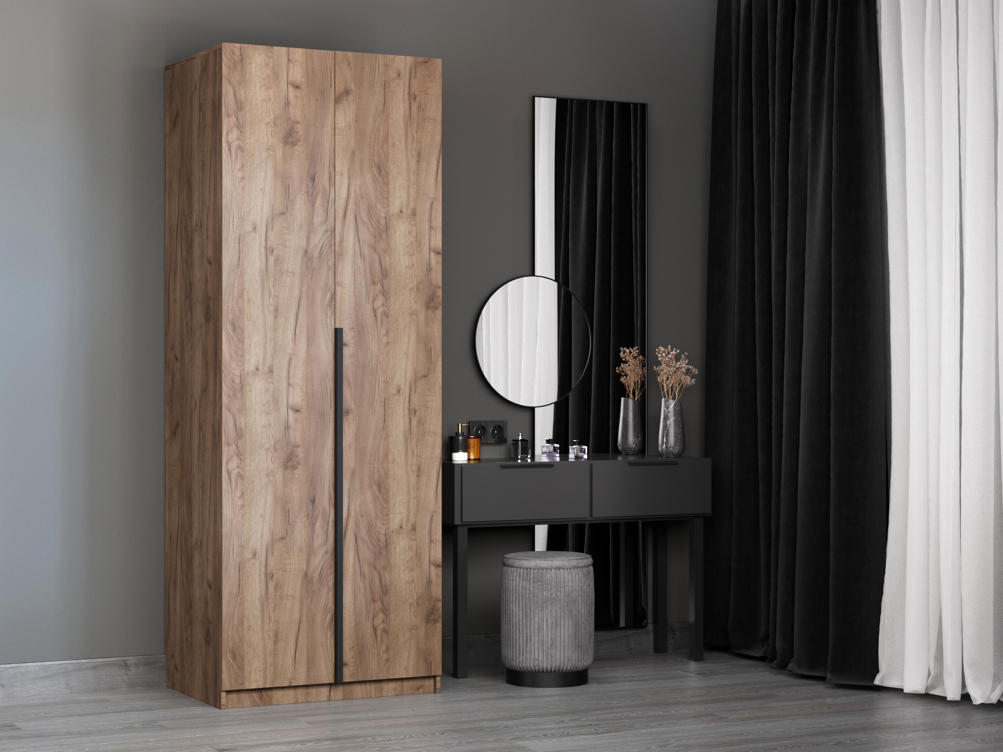 Изображение товара Шкаф распашной Мебельная компания е1 80x220x53 см ДСП цвет крафт табачный