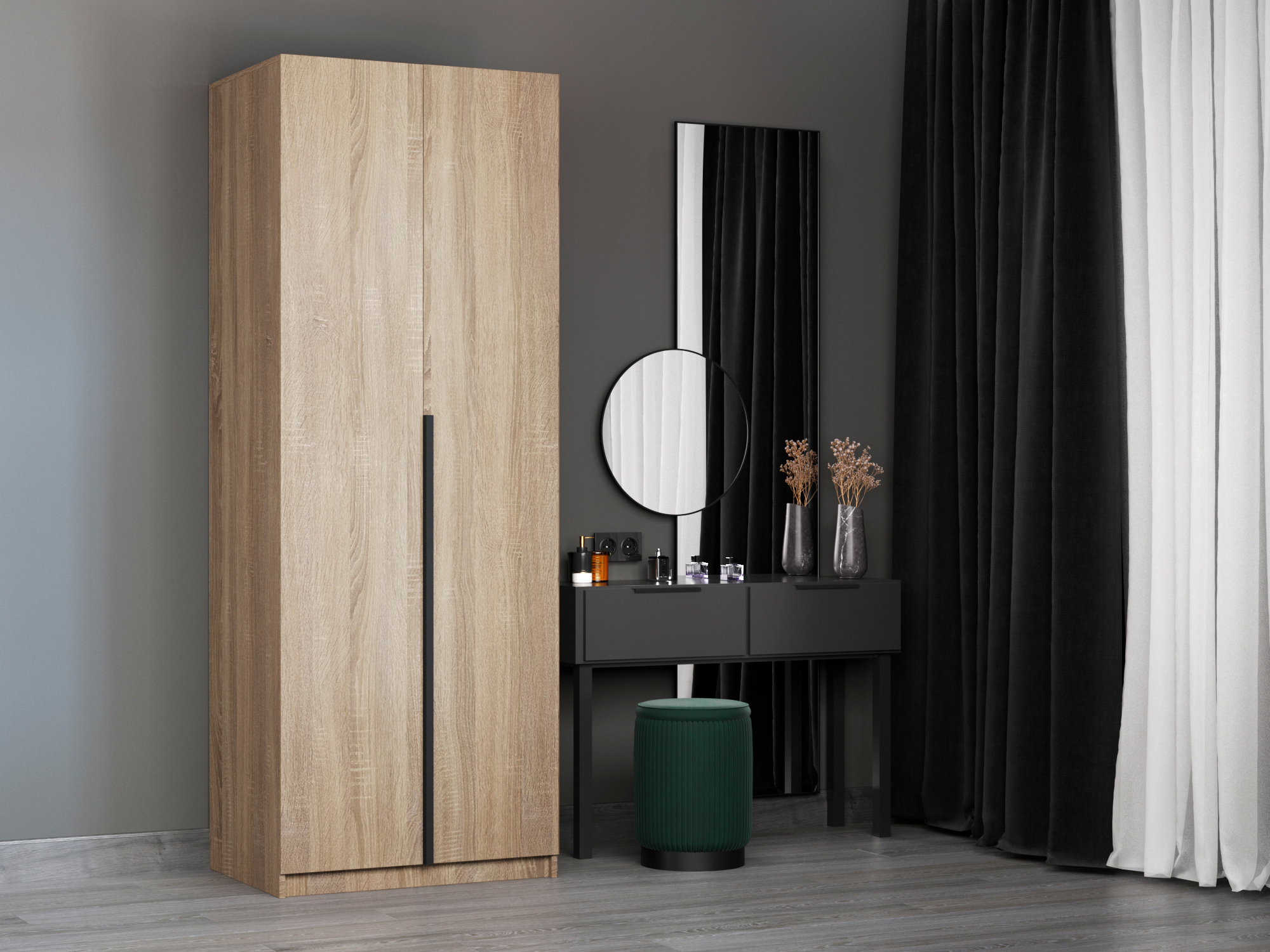 Изображение товара Шкаф распашной Мебельная компания е1 80x220x53 см дуб сонома