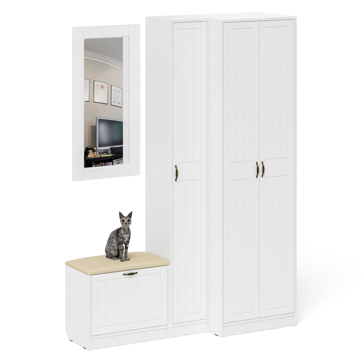 Изображение товара Тумба напольная для обуви Мебельный двор П-6 № 26 белая 150x210 см с 6 полками