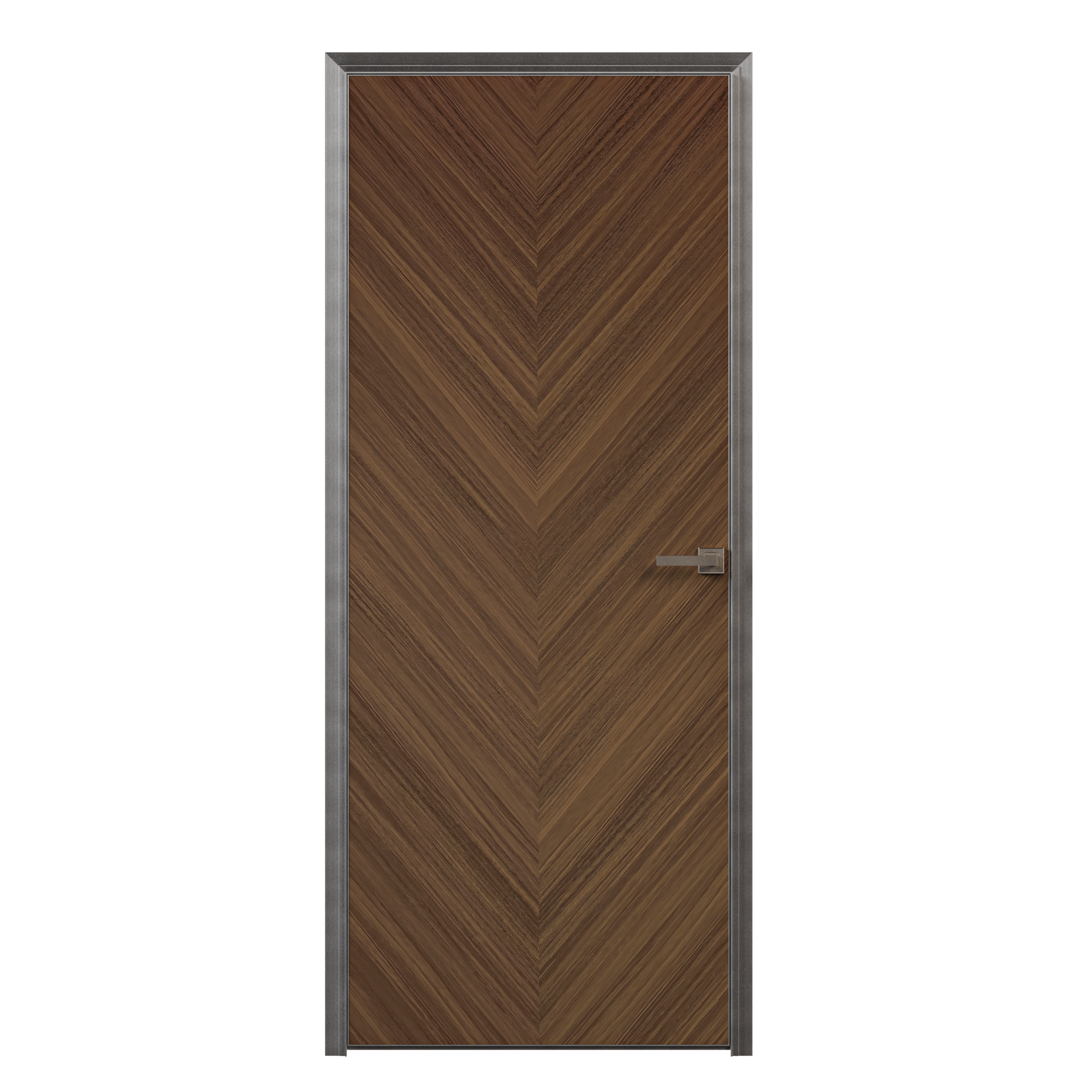 Изображение товара Дверь межкомнатная глухая с замком в комплекте Invisible 60x230 мм ПВХ левая цвет орех