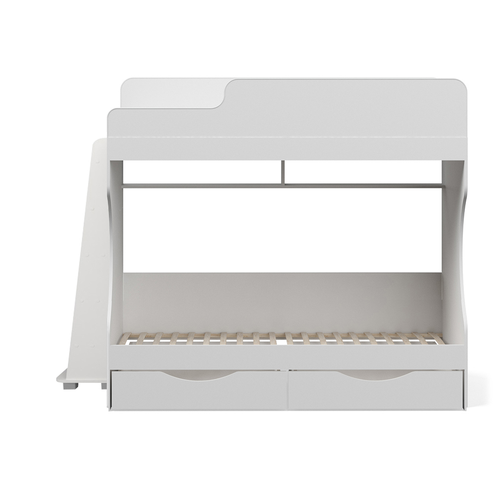 Изображение товара Двухъярусная детская кровать Капризун 80x180 см ЛДСП белая с ящиками и ножками