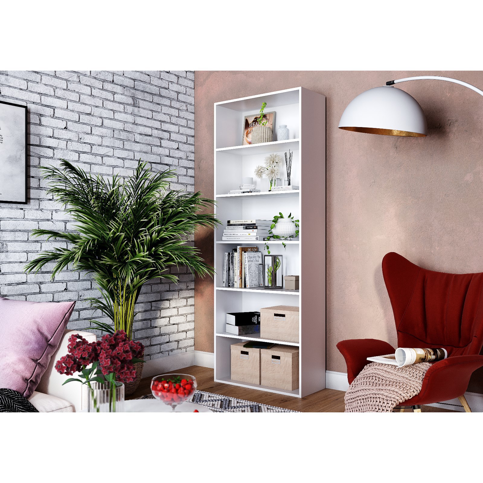 Изображение товара Стеллаж Клик Мебель 70x190x30 см ЛДСП белый для жилых помещений