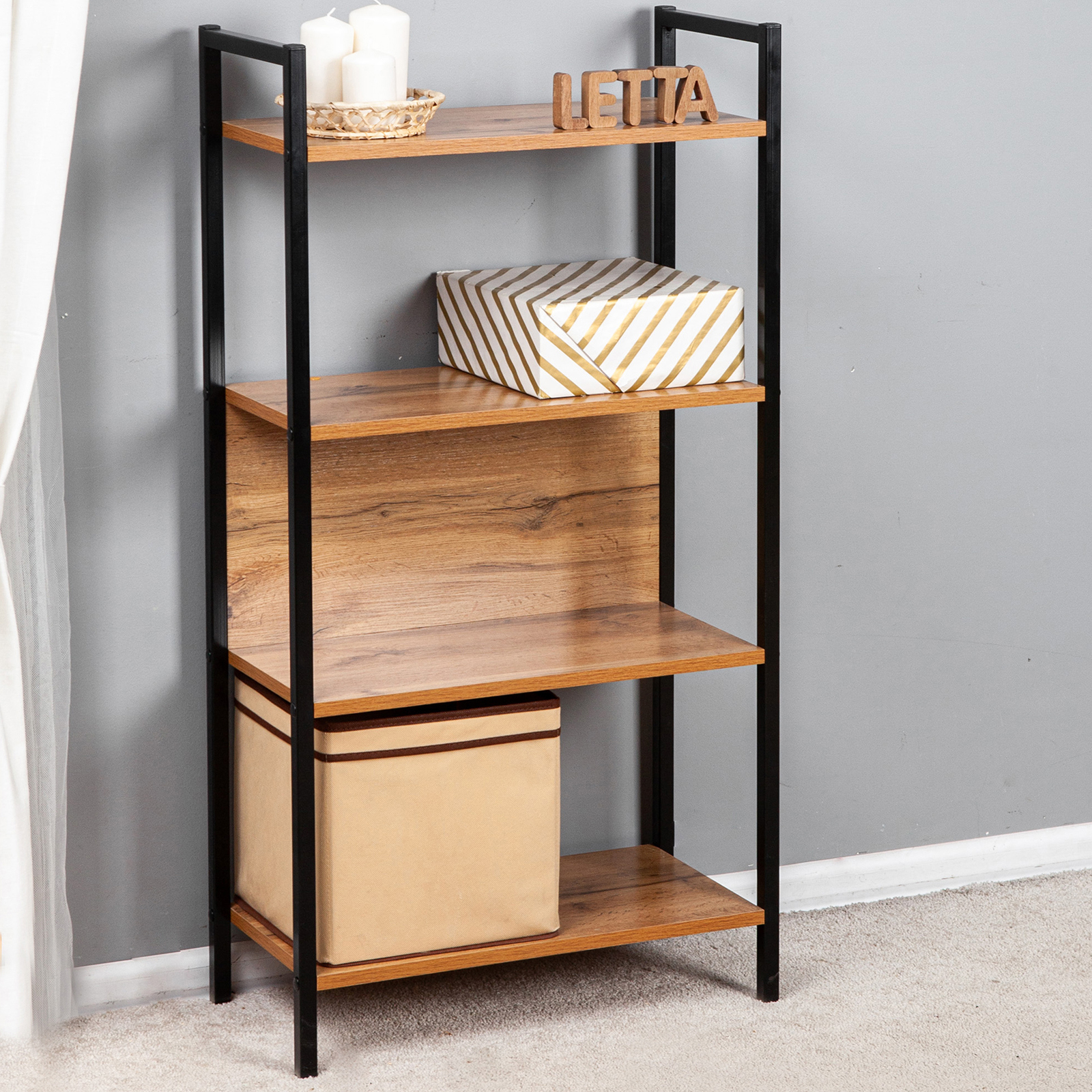 Изображение товара Стеллаж с полками Letta 58x110x28 см из ЛДСП и металла Россия