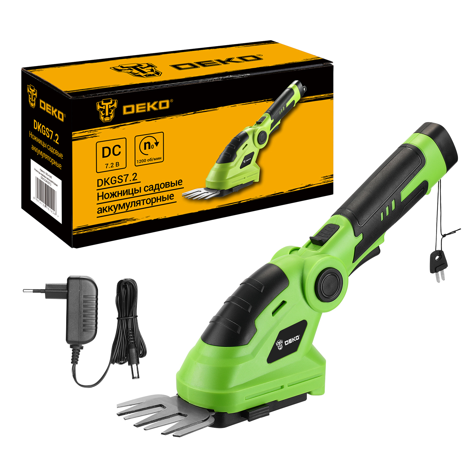 Изображение товара Аккумуляторные ножницы Deko DKGS7.2 с насадками и зарядным устройством