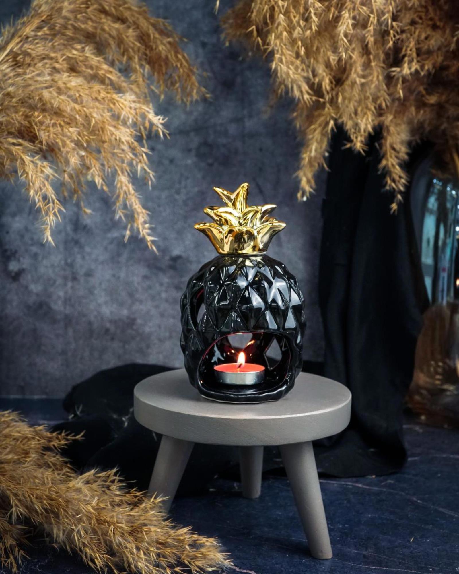 Изображение товара Статуэтка/подсвечник Cosy & Trendy"Ананас" 8.5x14.7 см черная, керамика