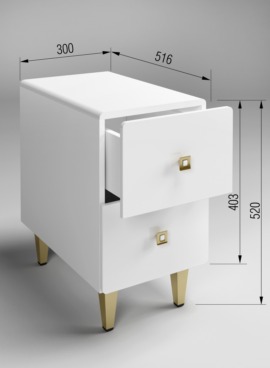 Тумба прикроватная Regent style ТПЛия 30x52x51.6 см 2 ящика ЛДСП цвет ...