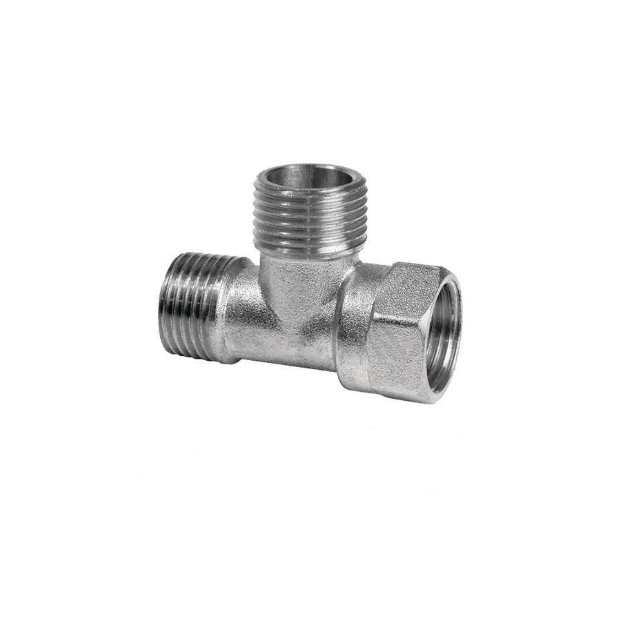 Изображение товара Латунный тройник Aqualink 1/2"x1/2"x1/2" никелированный для труб