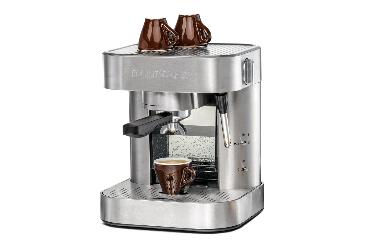 Изображение товара Рожковая кофеварка Rommelsbacher 26x30.5x23.5 см цвет нержавеющая сталь