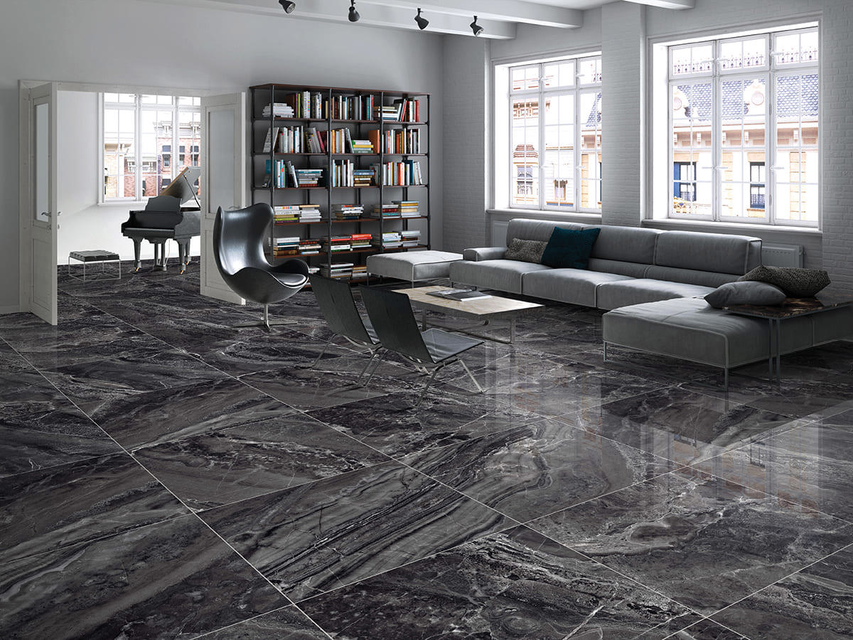 Изображение товара Керамогранит Primavera PR115 60x60 см черный глянцевый мраморный покрытие