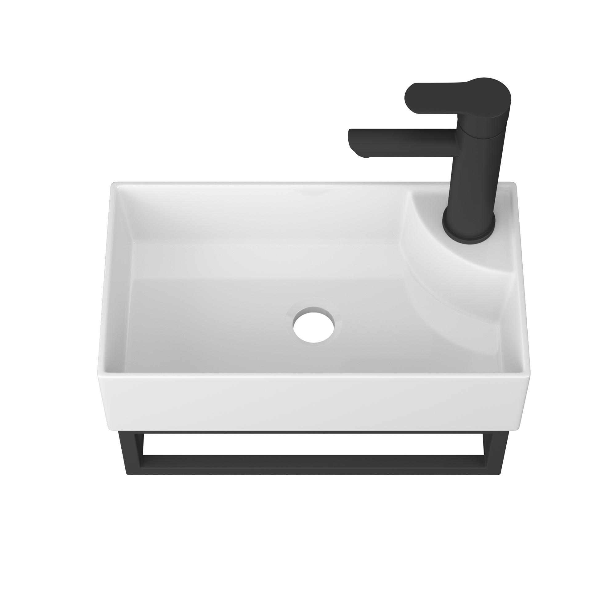 Изображение товара Комплект Smart 3 в 1 белая раковина 45 см со смесителем и подстольем цвет черный
