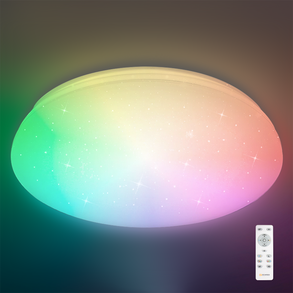 Изображение товара Люстра потолочная светодиодная Estares SATURN 60W RGB с пультом управления 20 м² изменение оттенков белого цвет белый