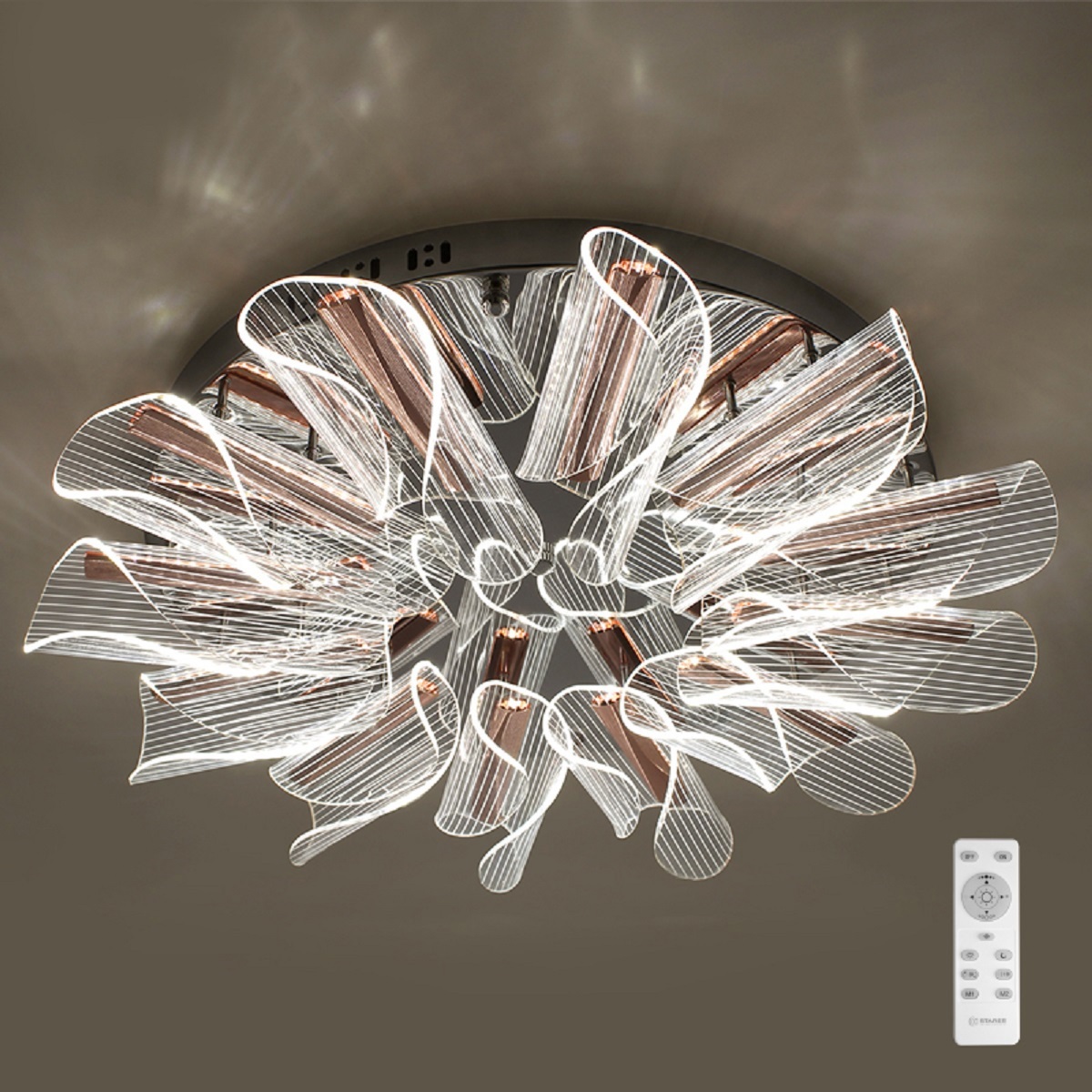 Изображение товара Люстра потолочная светодиодная ESTARES GOLD/CHROME с пультом управление и режимами