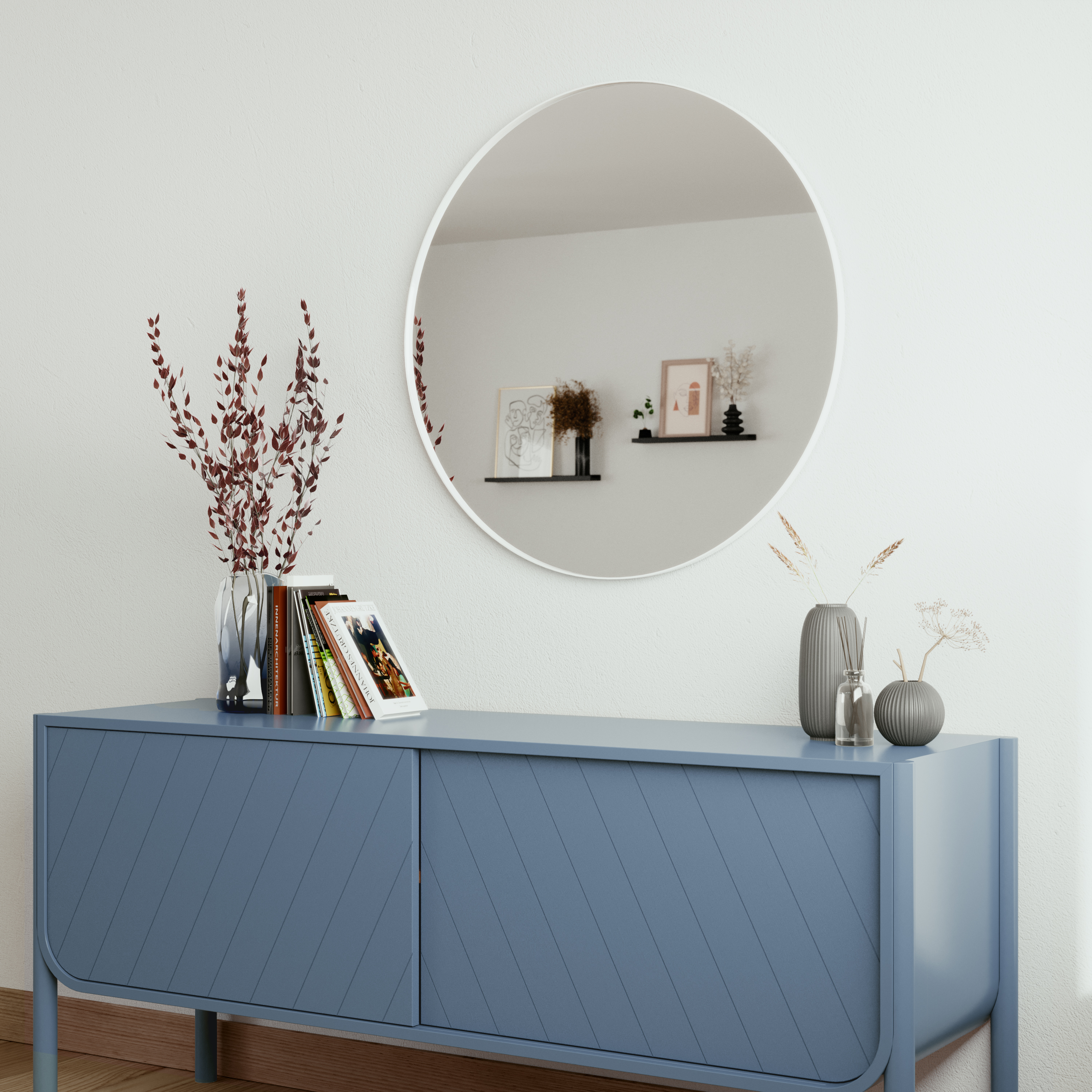 Зеркало декоративное настенное Inspire Focale круглое D81 см цвет белый - 4