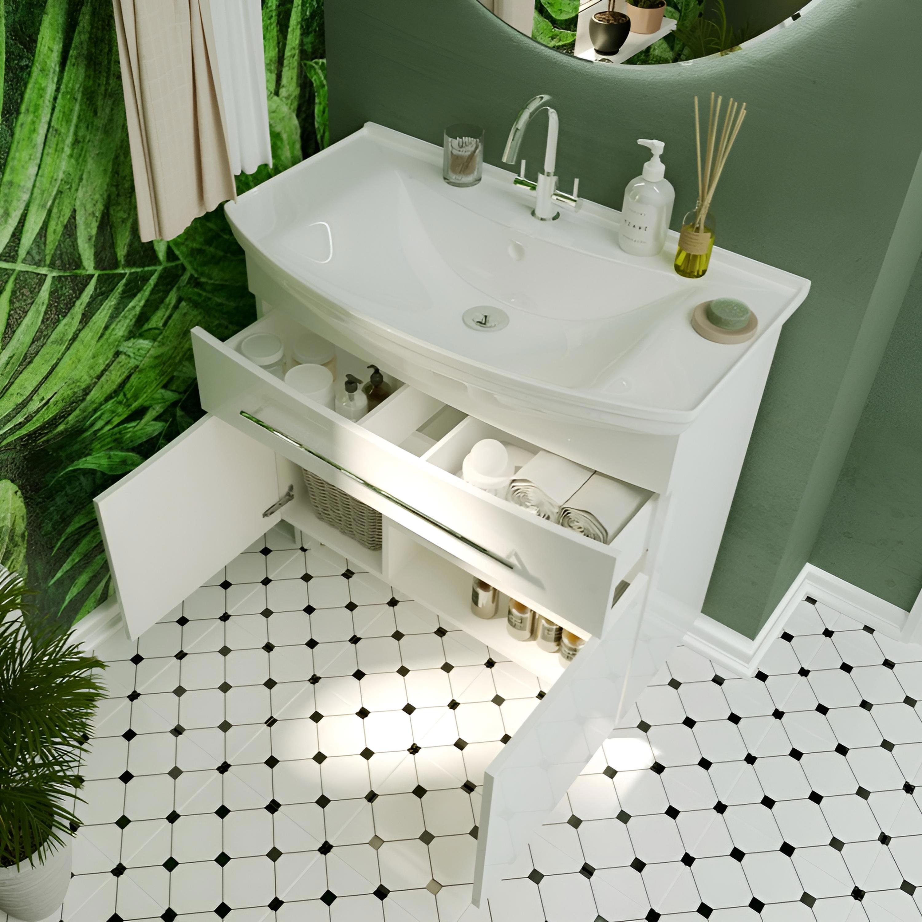 Изображение товара Тумба под раковину напольная 1Marka Lina 85 см цвет белый