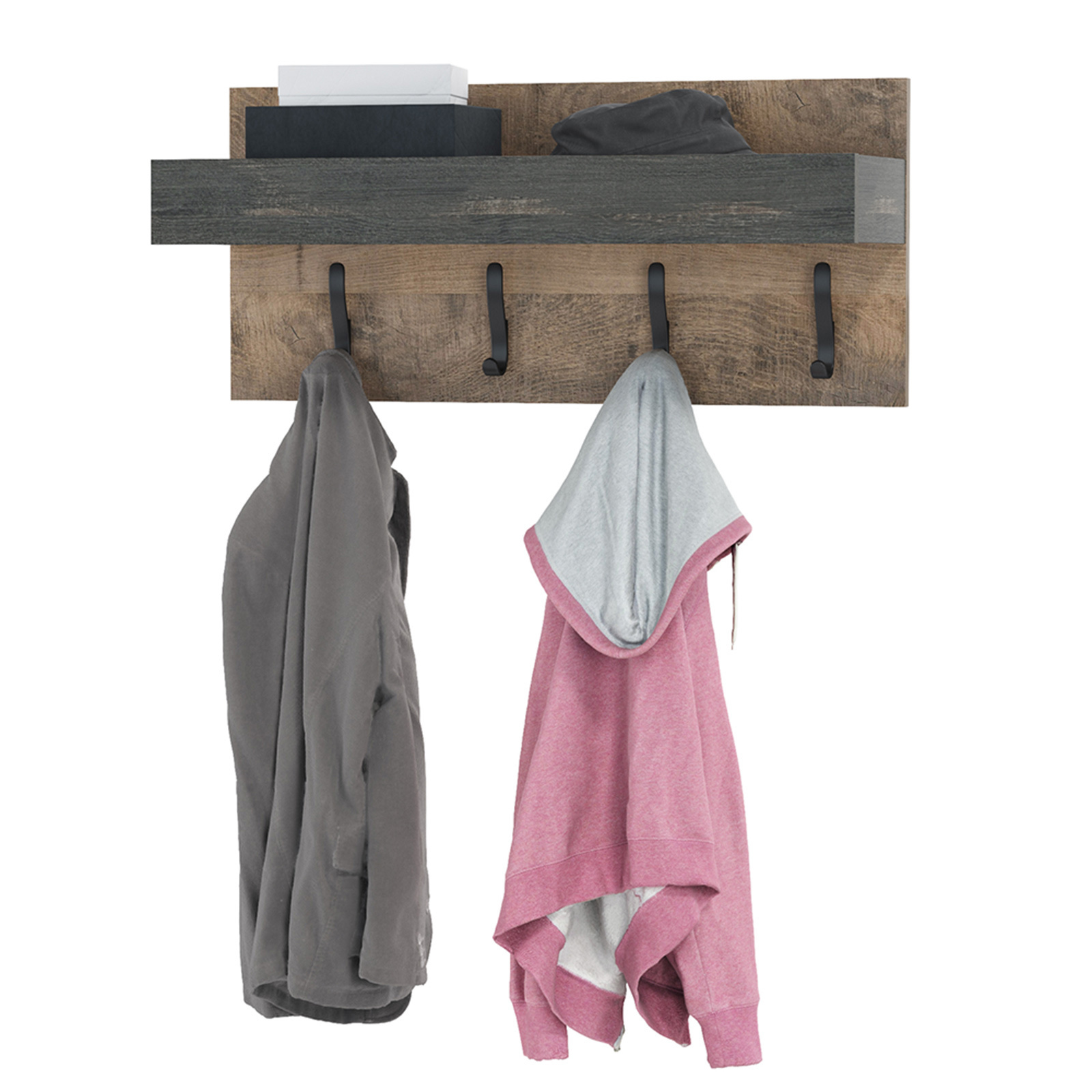 Изображение товара Настенная вешалка Моби 80x36x24 см цвет дуб гранж/интра