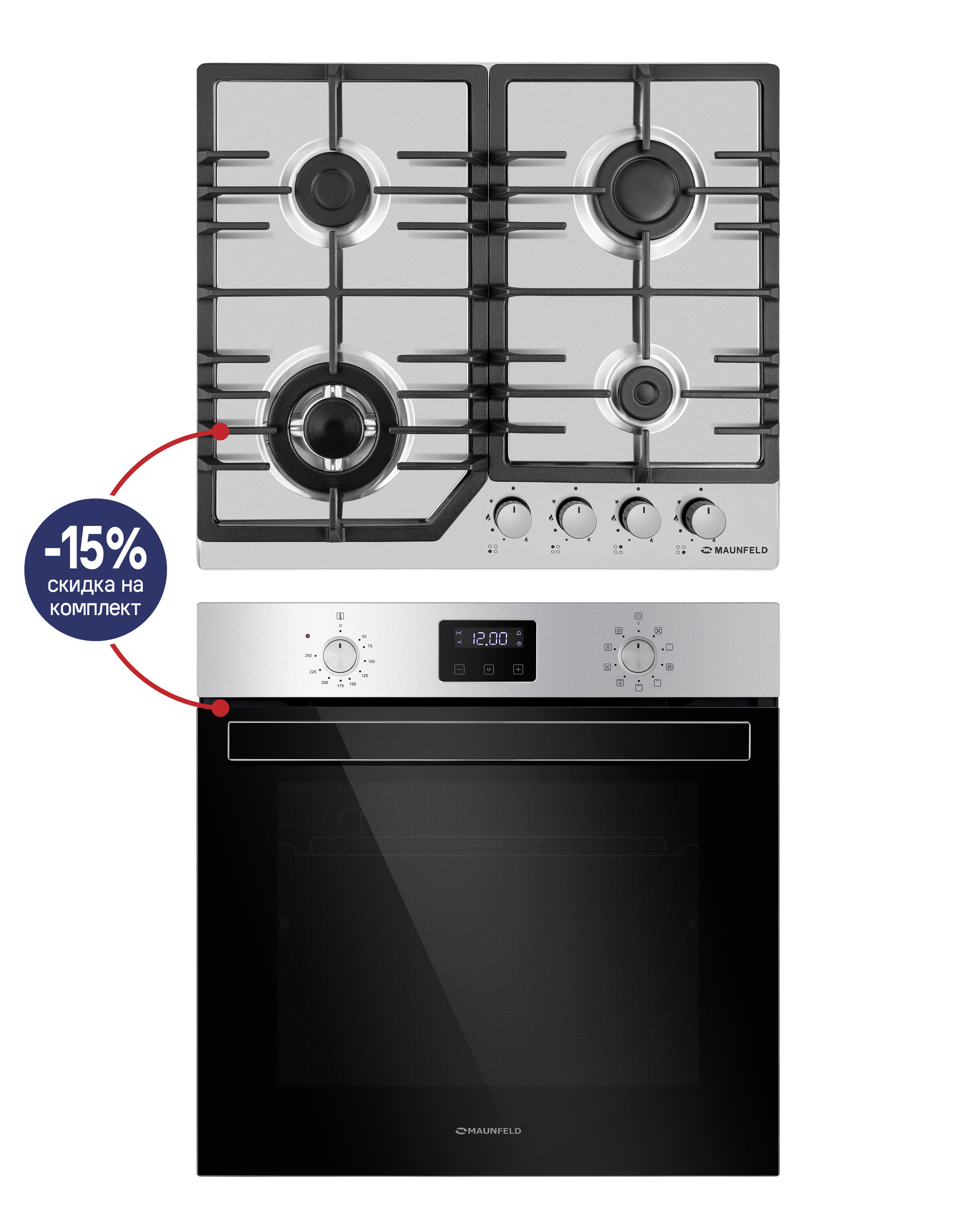 Изображение товара Комплект бытовой техники Maunfeld Montreal: духовой шкаф и газовая панель