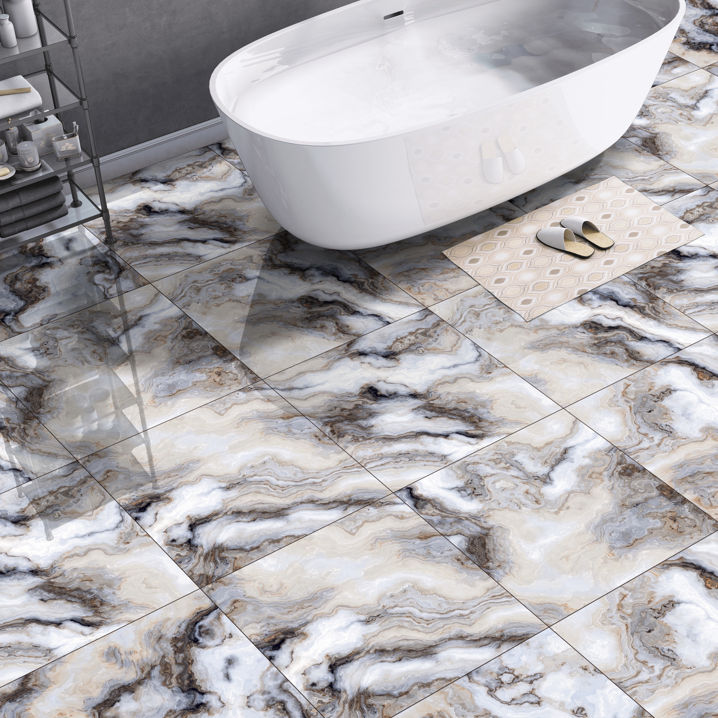 Изображение товара Керамогранит Lava 60x60 см 1.44 м² полированный цвет голубой