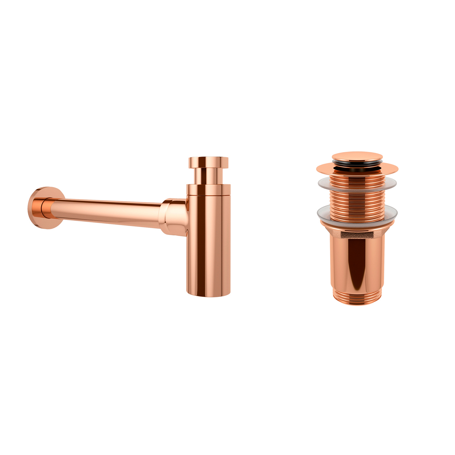 Изображение товара Сифон с донным клапаном WELLSEE Drainage System розовое золото