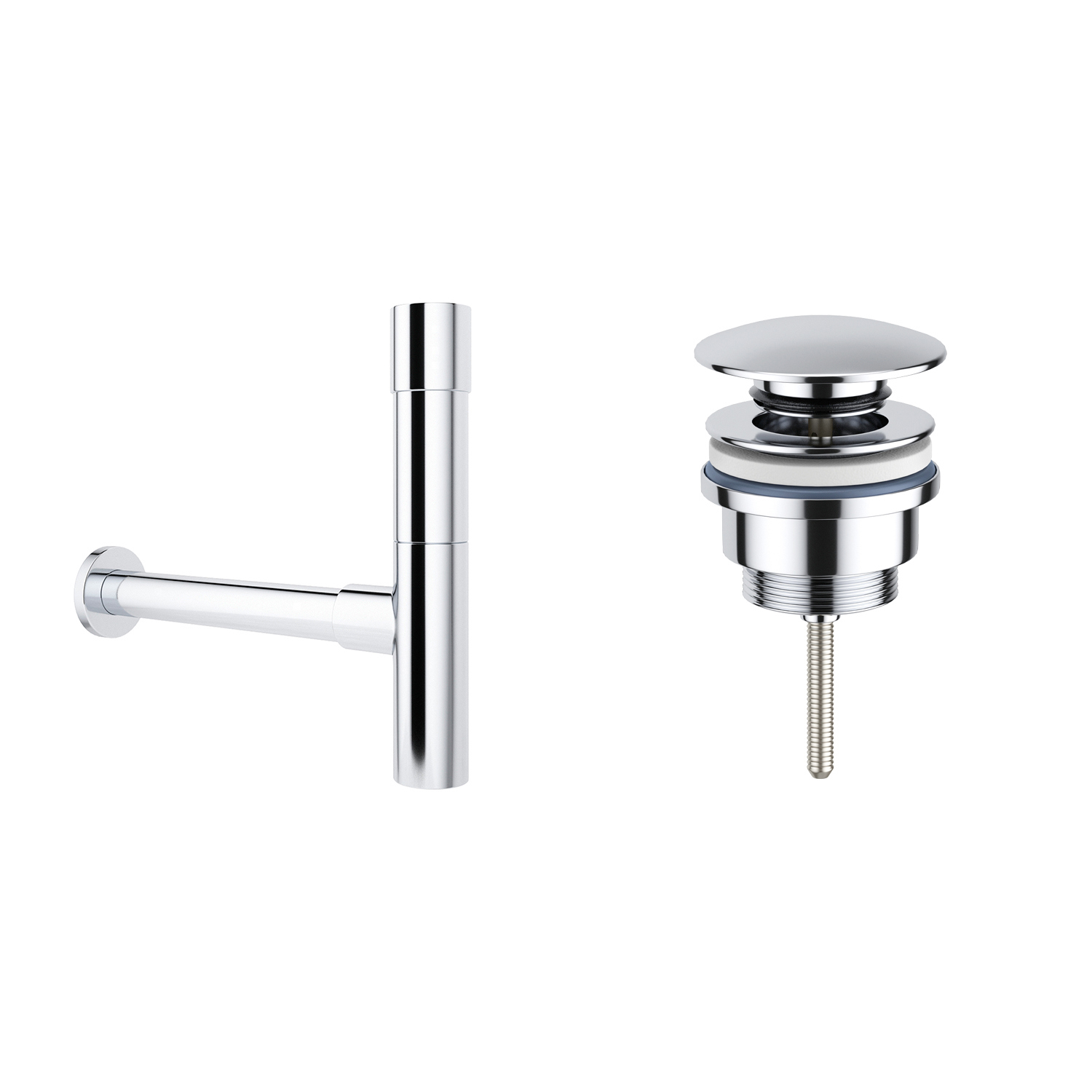 Изображение товара Сифон для раковины Wellsee Drainage System с донным клапаном цвет хром