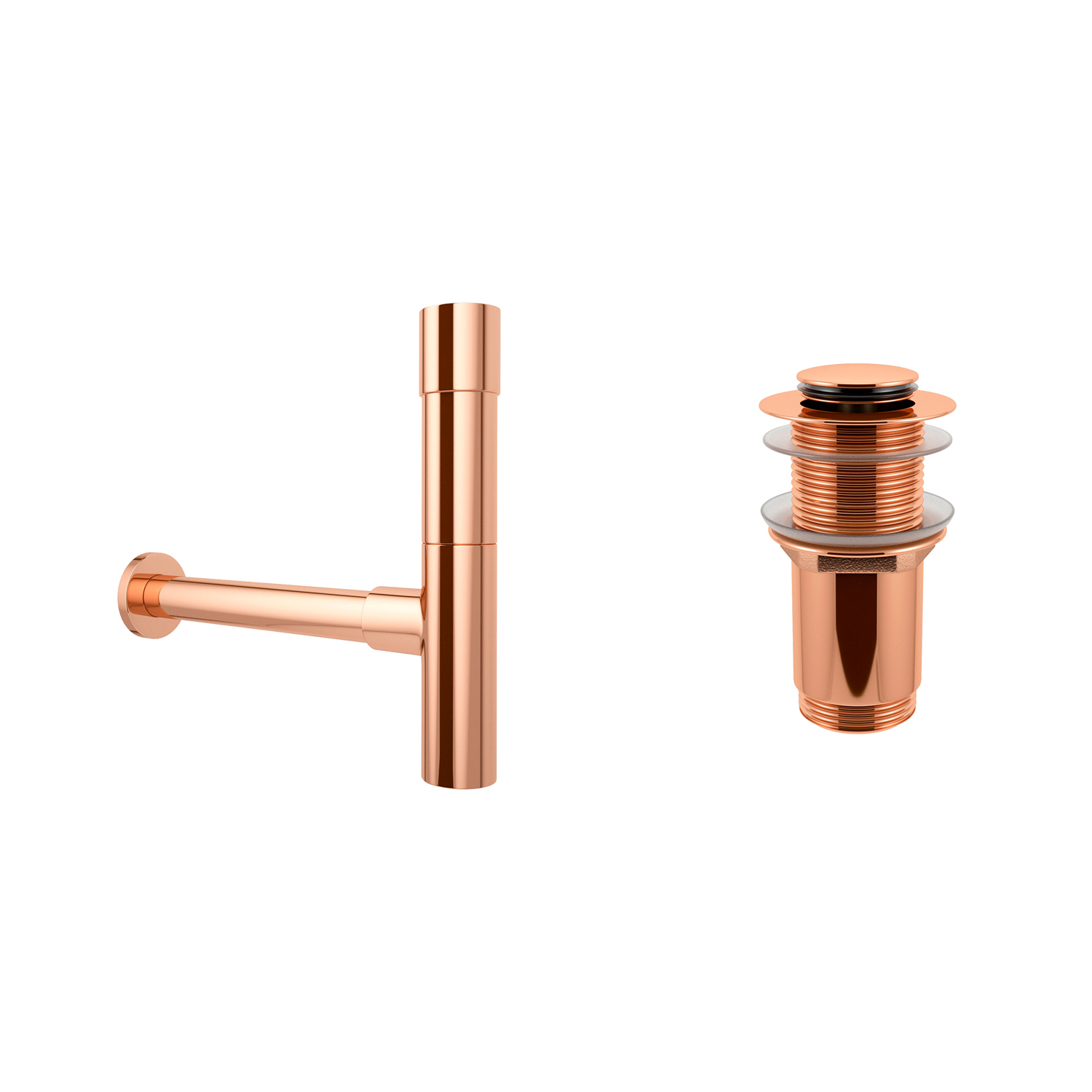 Изображение товара Набор сифон для раковины и донный клапан Wellsee Drainage System розовое золото
