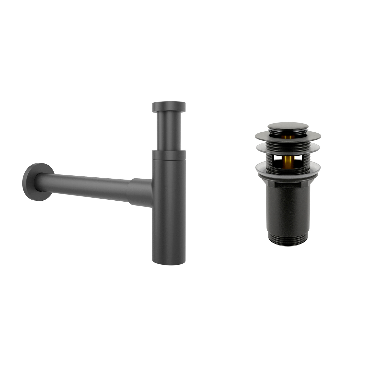 Изображение товара Набор сифона и донного клапана Wellsee Drainage System черный матовый 32 мм