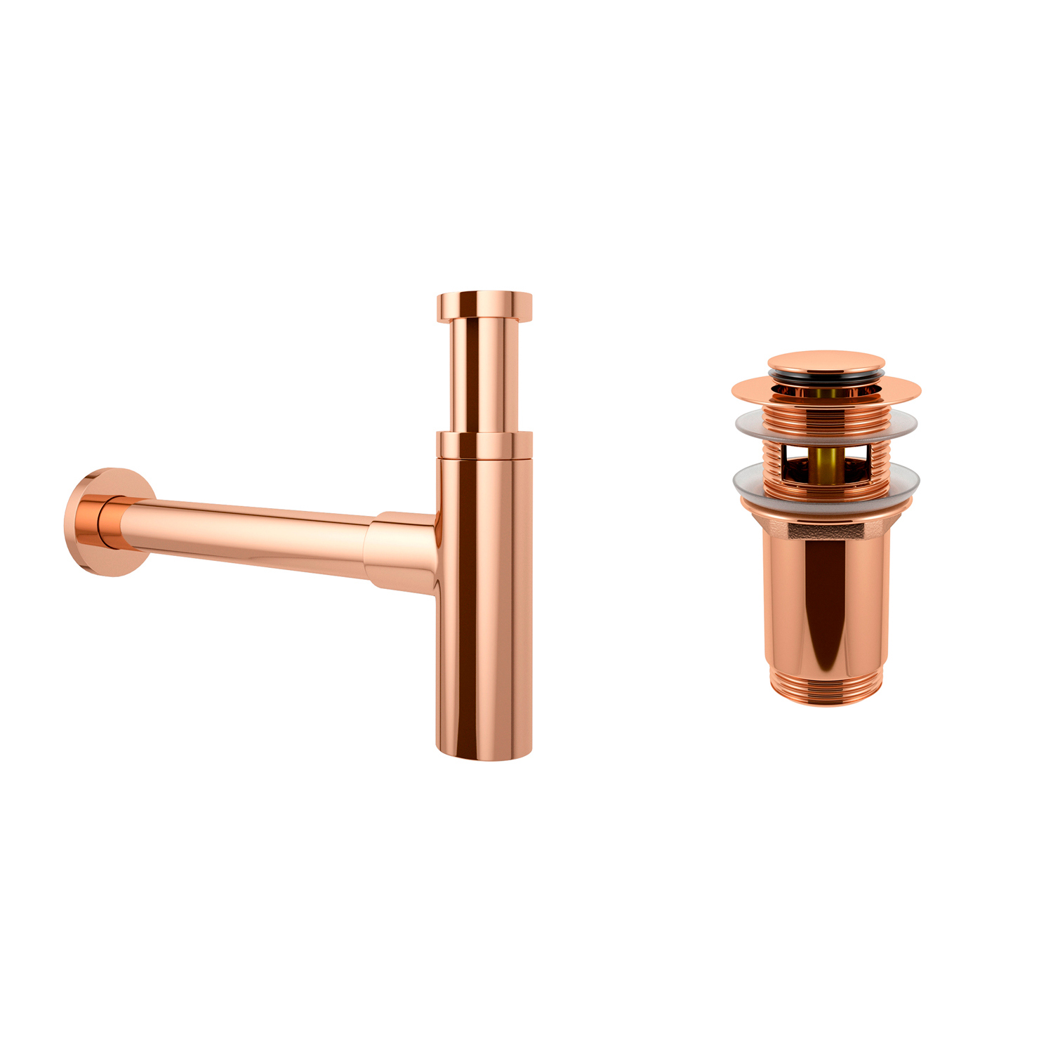 Изображение товара Набор сифона и донного клапана Wellsee Drainage System 182122001 розовое золото