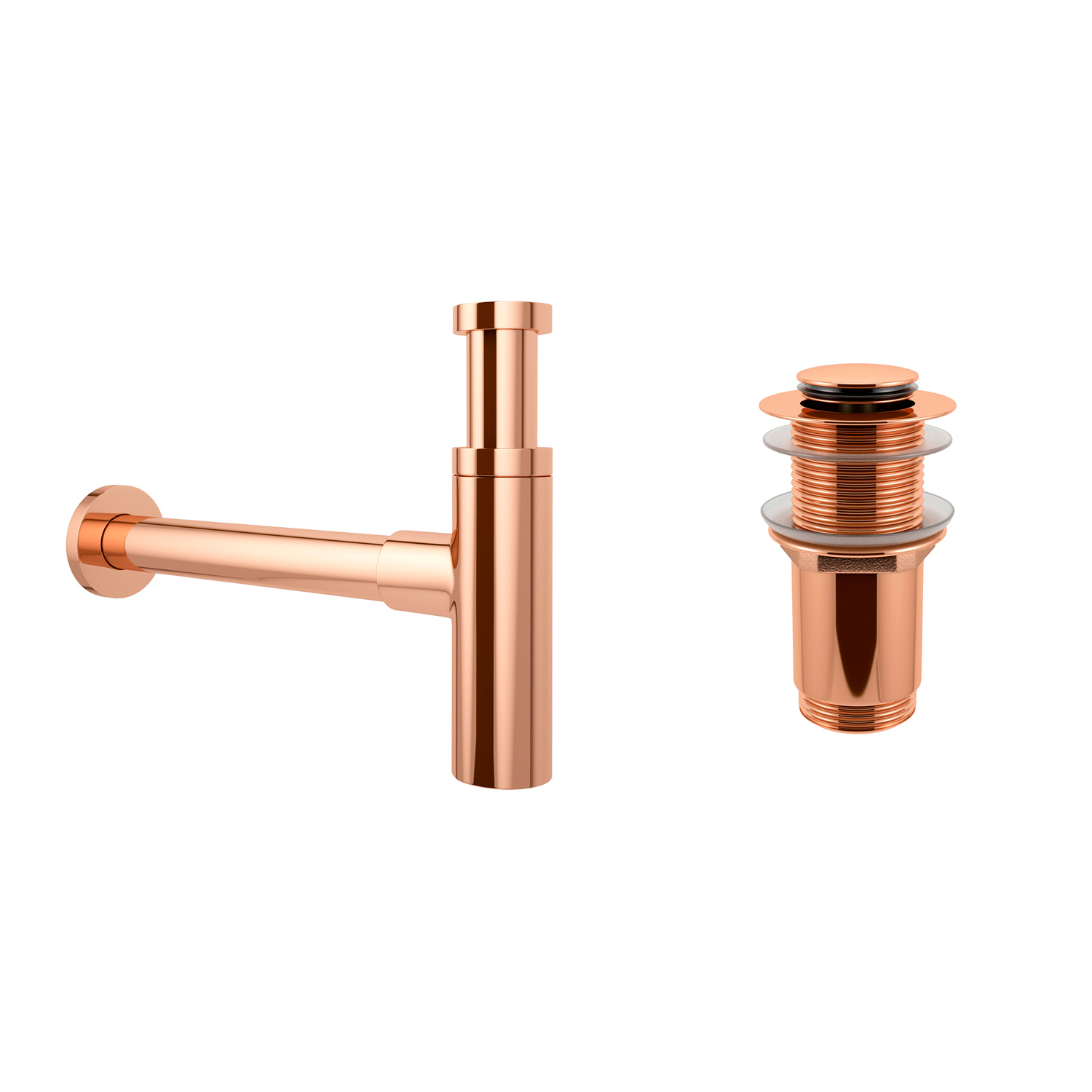 Изображение товара Набор сифон и донный клапан Wellsee Drainage System розовое золото 182122002