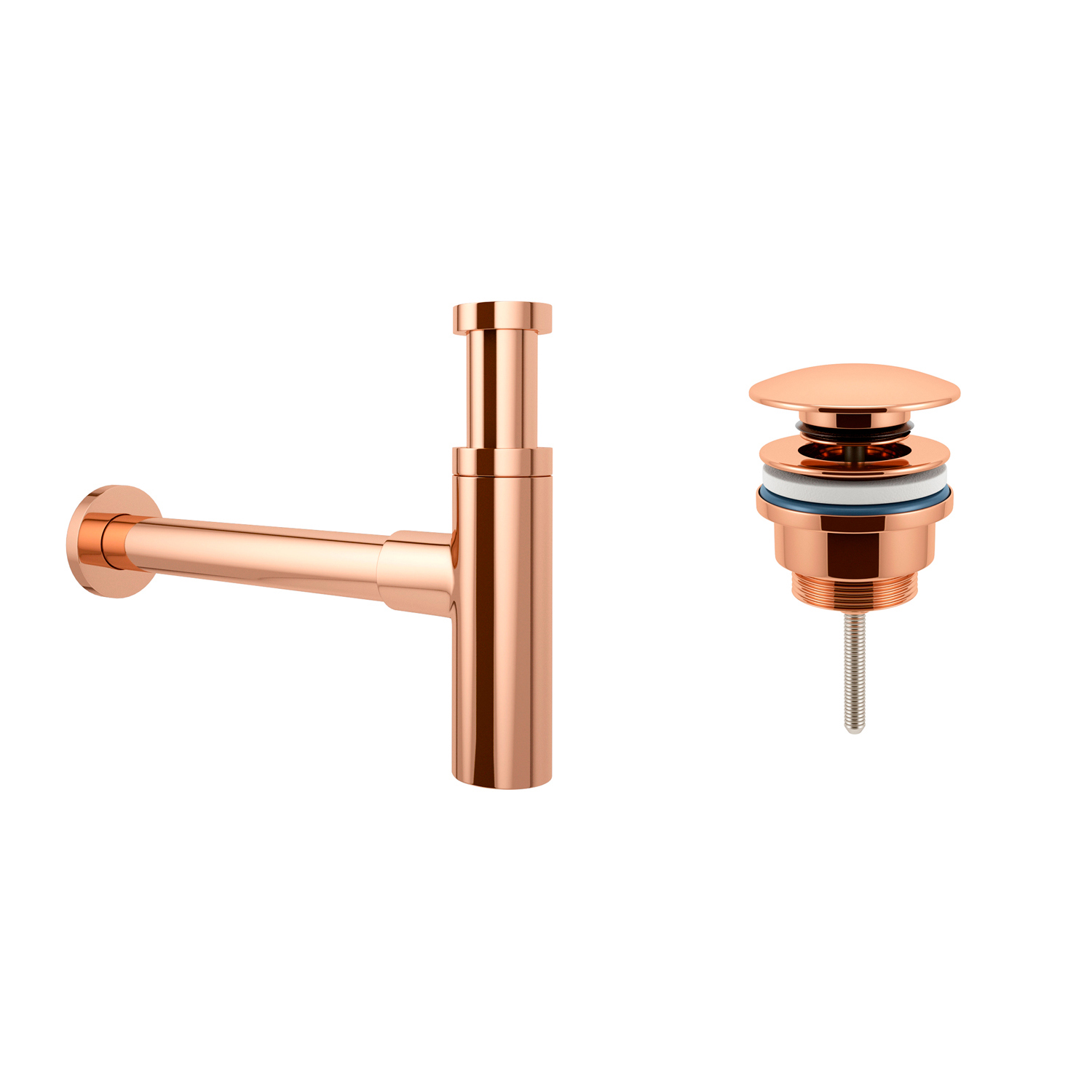 Изображение товара Сифон для раковины и донный клапан Wellsee Drainage System 182122003 розовое золото