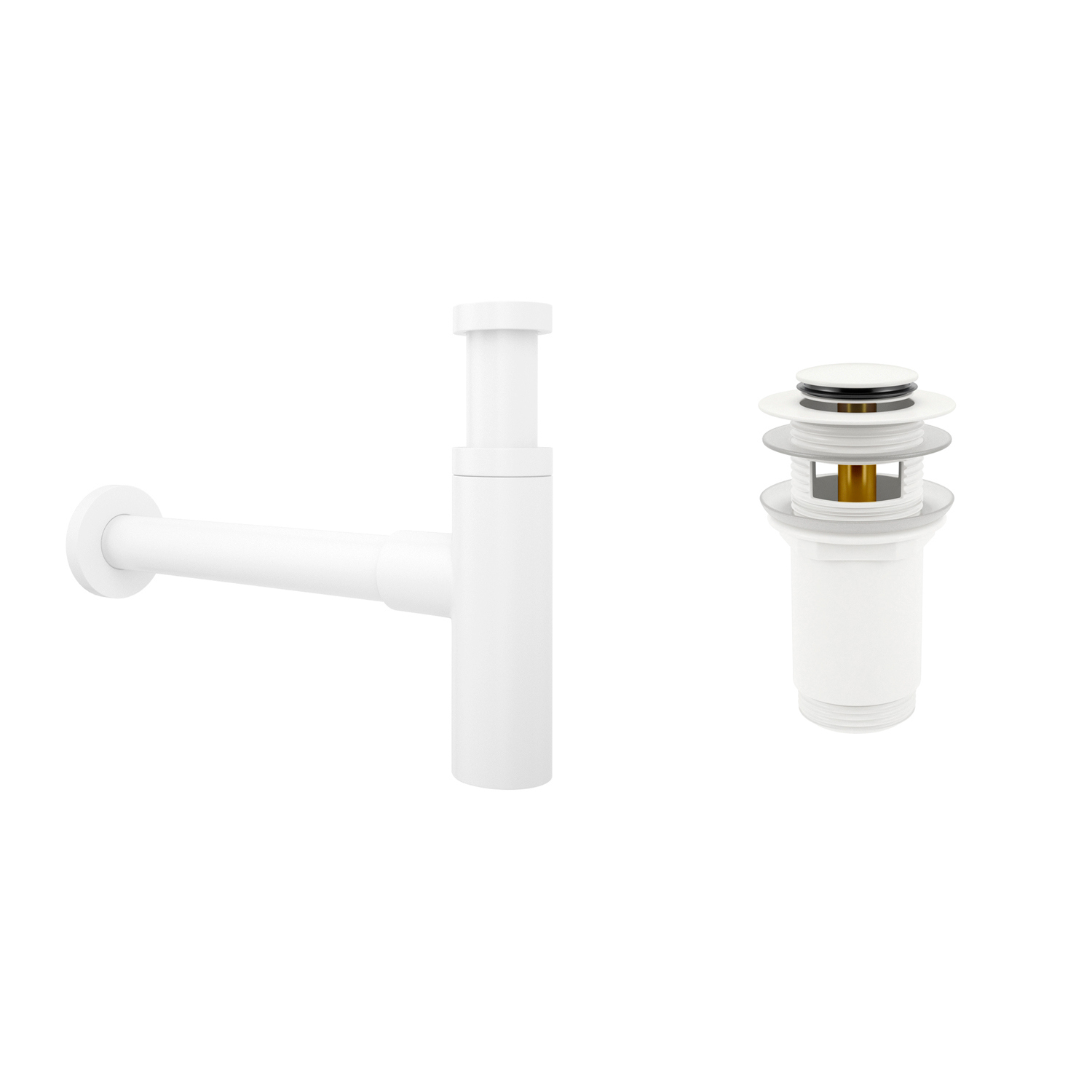 Изображение товара Набор сифон для раковины и донный клапан Wellsee Drainage System 182123001 цвет матовый белый