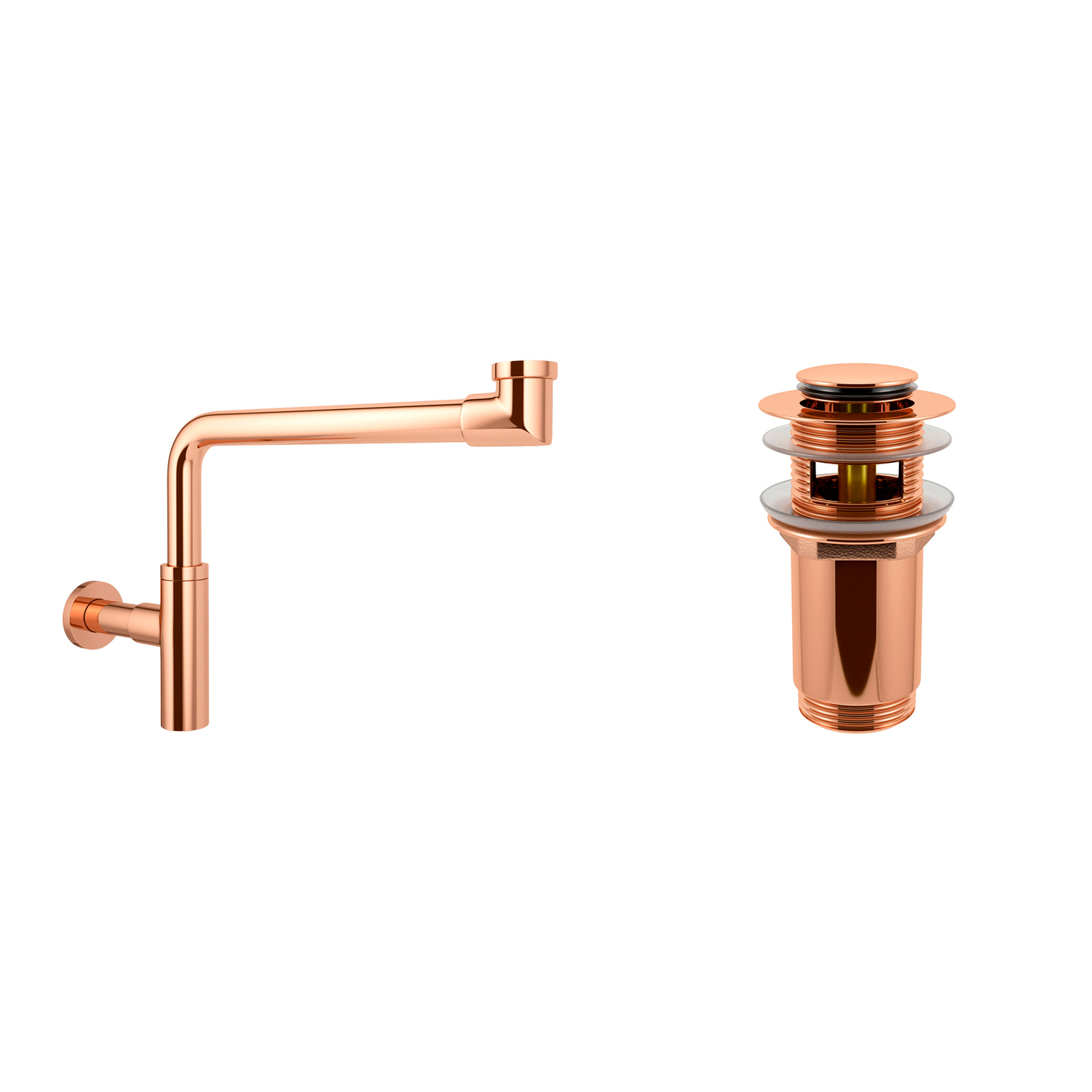 Изображение товара Сифон для раковины и донный клапан Wellsee Drainage System розовое золото