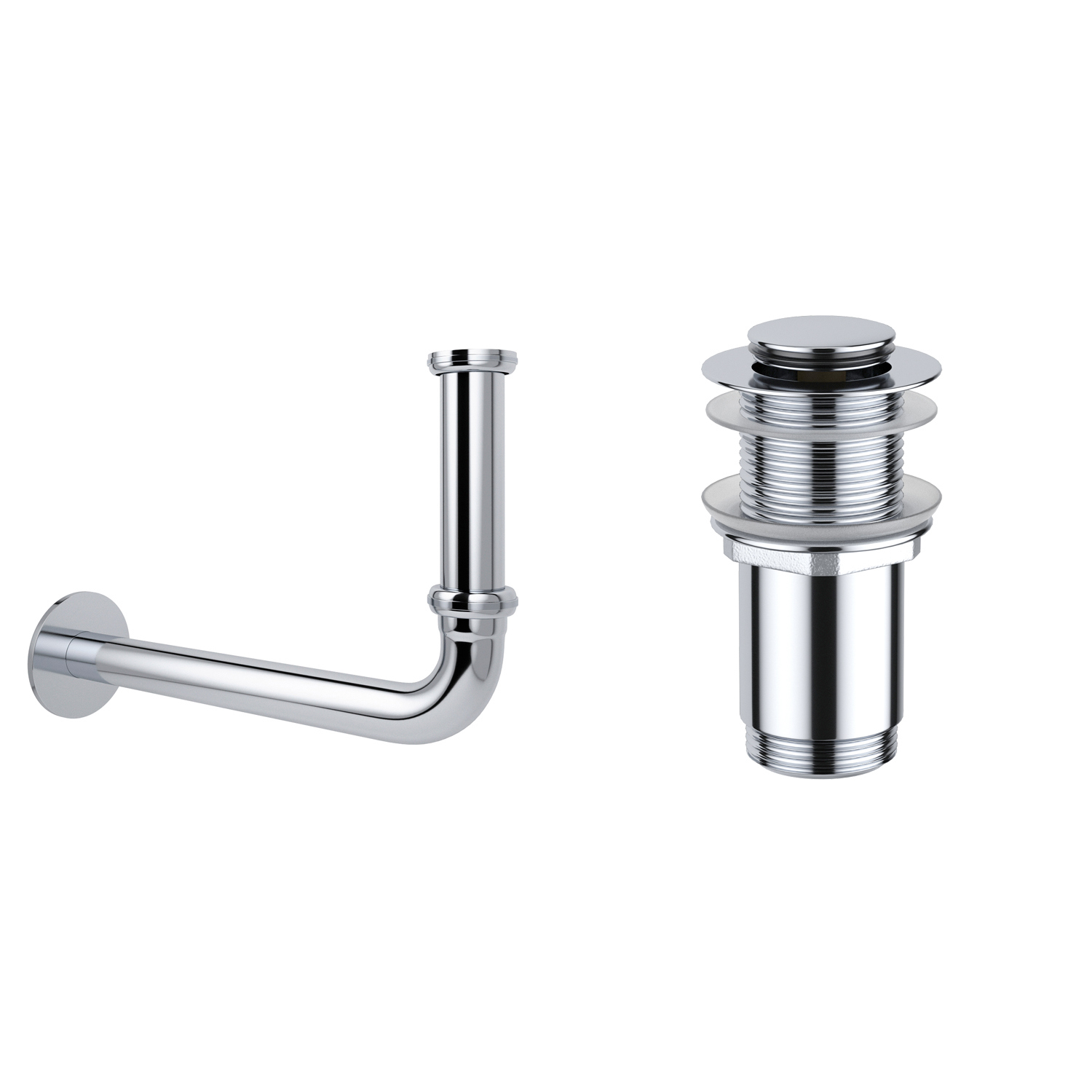 Изображение товара Промо-набор 2 в 1 Wellsee Drainage System сифон для раковины хром латунь Польша