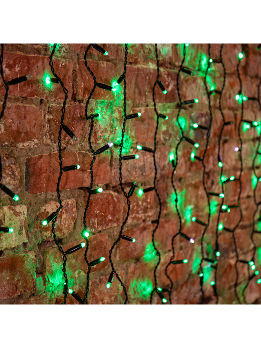 Изображение товара Гирлянда ПВХ Neon-night 235-236 2 см зеленый светодиодный занавес для оформления интерьеров и фасад