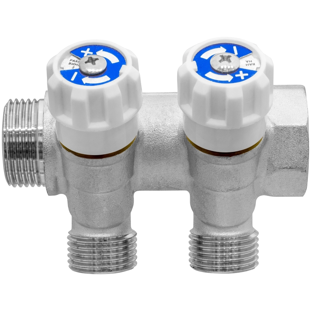 Изображение товара Коллектор с вентилем MPF на 2 выхода 3/4"x1/2"