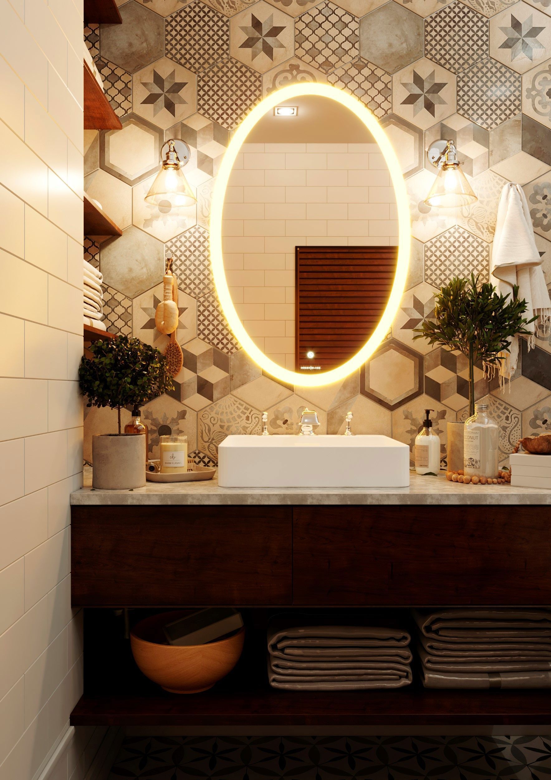 Изображение товара Зеркало для ванной Omega Glass Тип 4 SD954 с подсветкой 60x90 см овальное