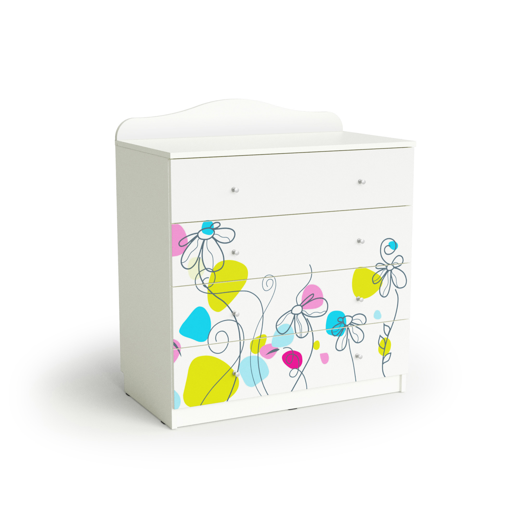 Изображение товара Комод МК Мама Цветы 4 ящика 80x45x93.2 см ЛДСП цвет белый
