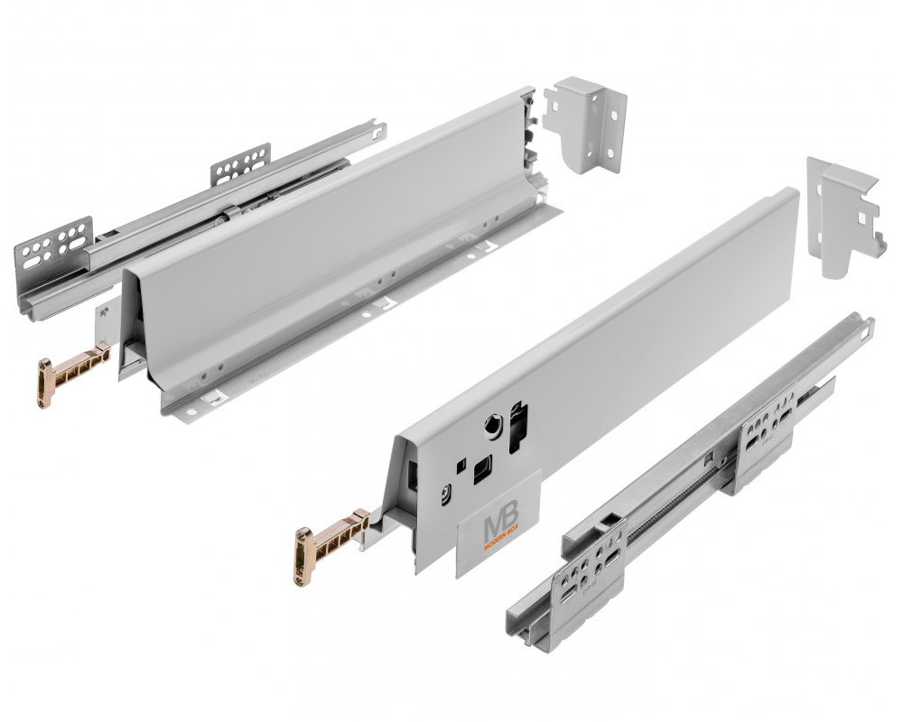 Изображение товара Модерн Бокс L-350 мм низкий серый - выдвижная мебельная система для ящиков