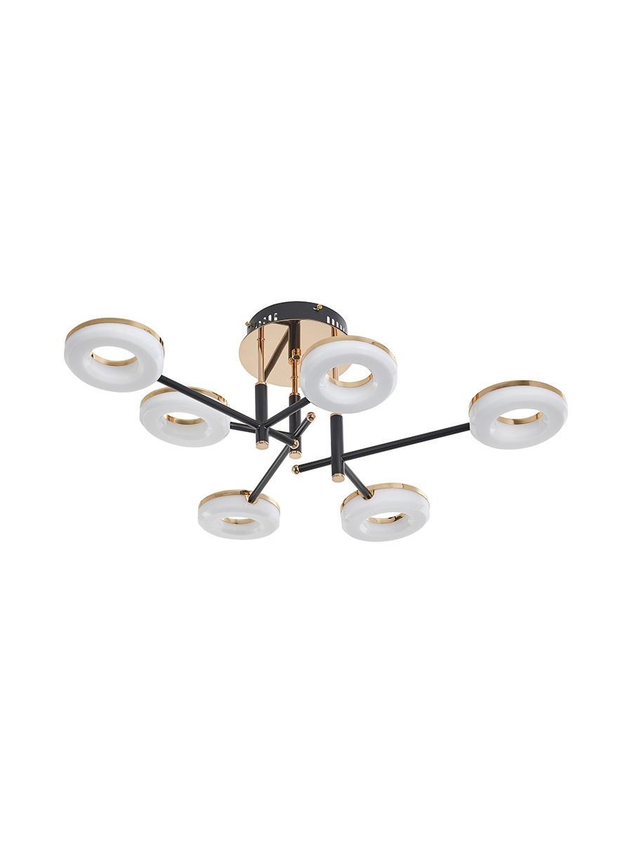 Изображение товара Люстра потолочная светодиодная Arte perfetto luce 3327.9992-6-d760/h260/led96w bk/g 12 м² нейтральный белый свет цвет черный