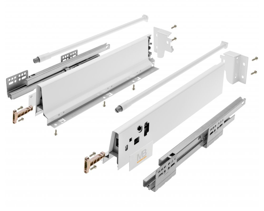 Изображение товара Мебельная система выдвижения Модерн Бокс L-500 мм средний H-135 мм белый с рейлингом